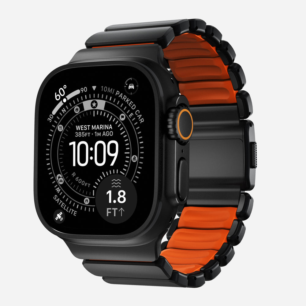 Stratos Band - 49mm | Black Titanium | Ultra Orange FKM | NOMAD®
