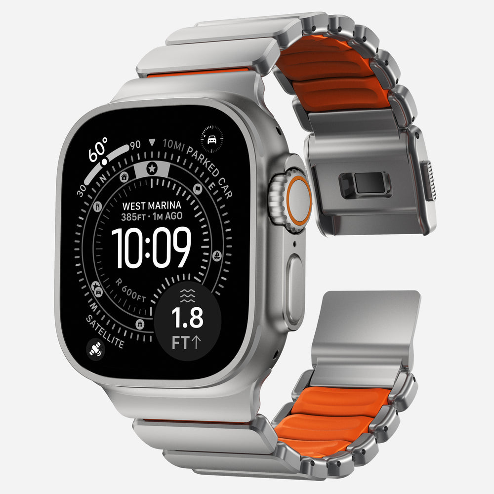 Stratos Band - 49mm | Natural Titanium | Ultra Orange FKM | NOMAD® - Image 6