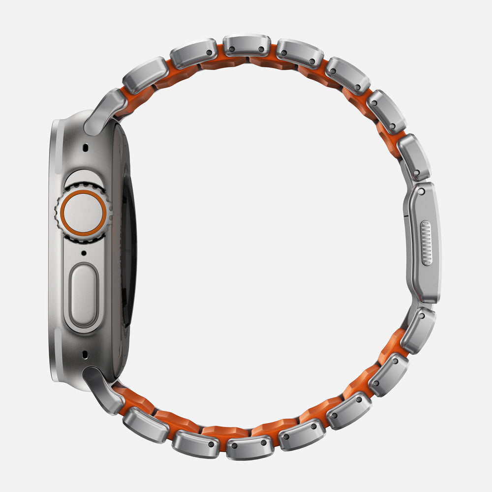 Stratos Band - 49mm | Natural Titanium | Ultra Orange FKM | NOMAD® - Image 4