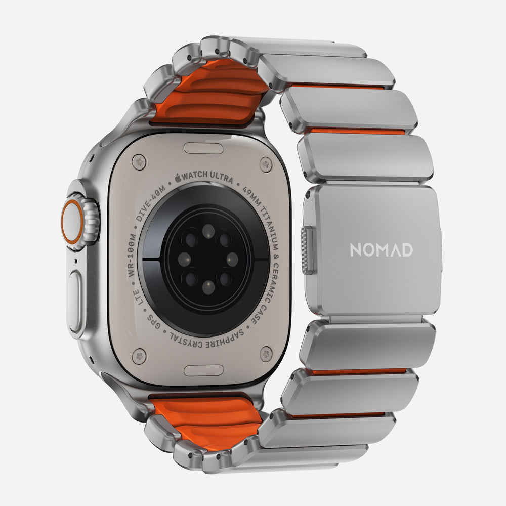 Stratos Band - 49mm | Natural Titanium | Ultra Orange FKM | NOMAD® - Image 5
