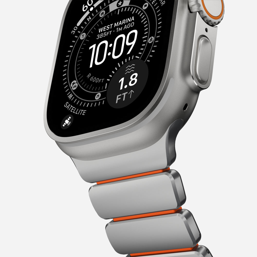 Stratos Band - 49mm | Natural Titanium | Ultra Orange FKM | NOMAD® - Image 10