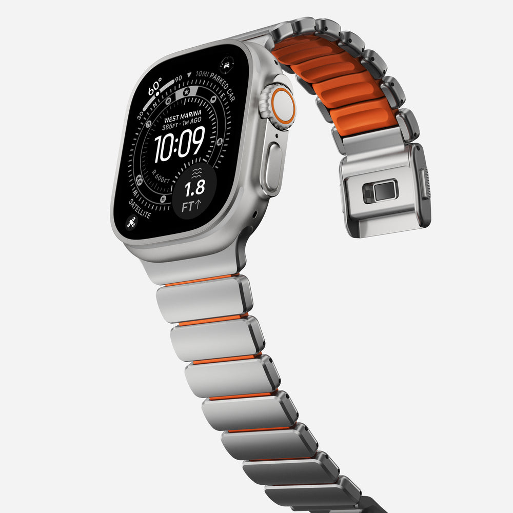 Stratos Band - 49mm | Natural Titanium | Ultra Orange FKM | NOMAD® - Image 8