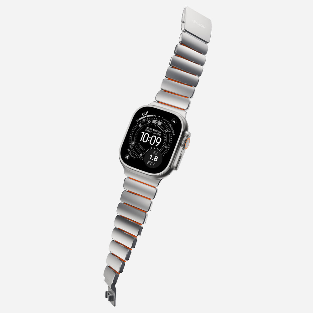 Stratos Band - 49mm | Natural Titanium | Ultra Orange FKM | NOMAD® - Image 2