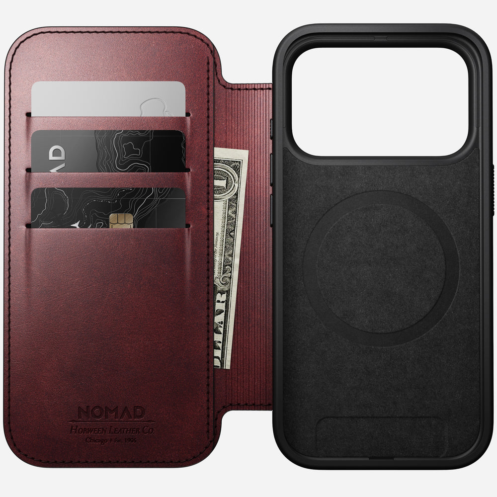 Modern Leather Folio - iPhone 17 Pro | Burgundy | Horween | NOMAD® - Image 2