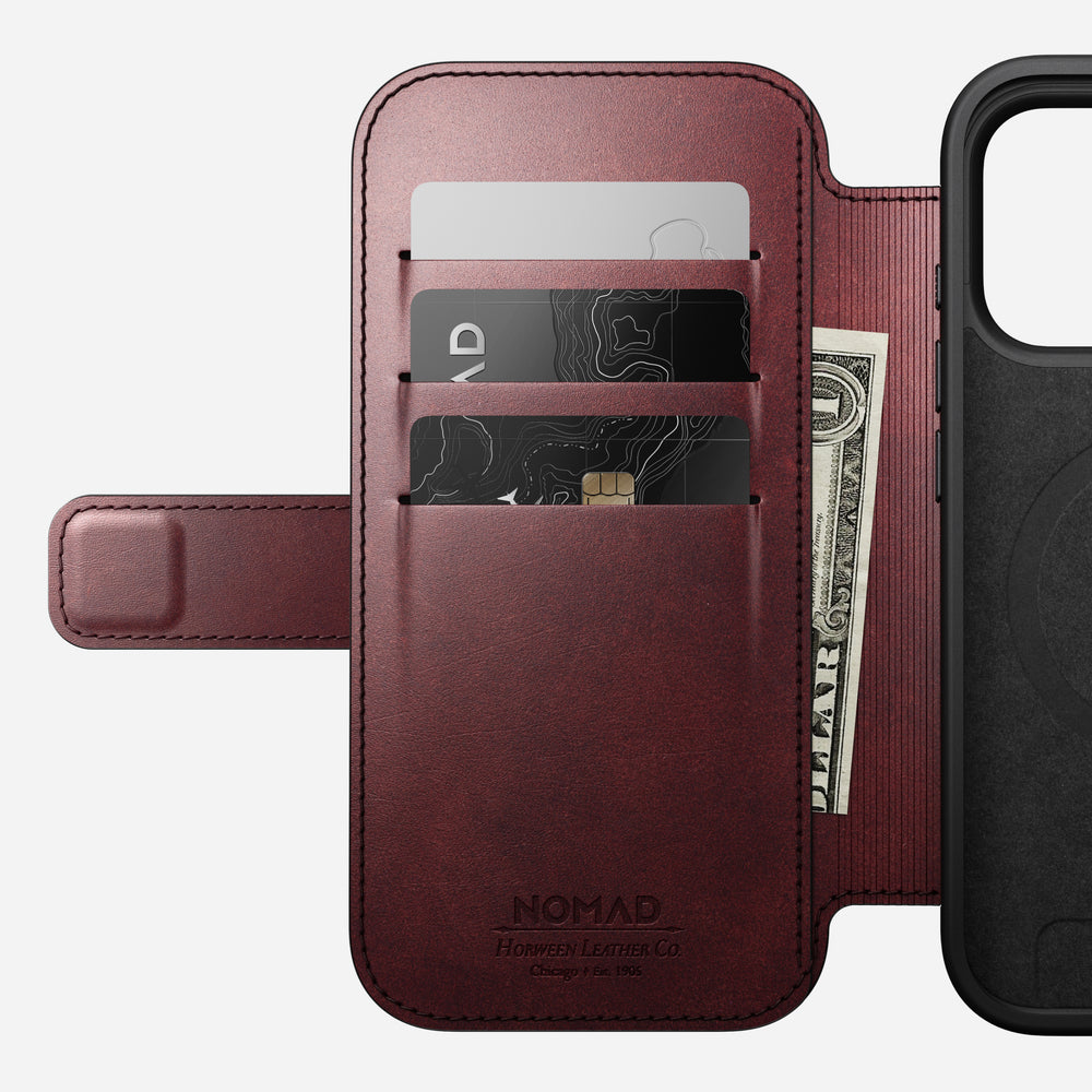 Modern Leather Folio - iPhone 17 Pro | Burgundy | Horween | NOMAD® - Image 8