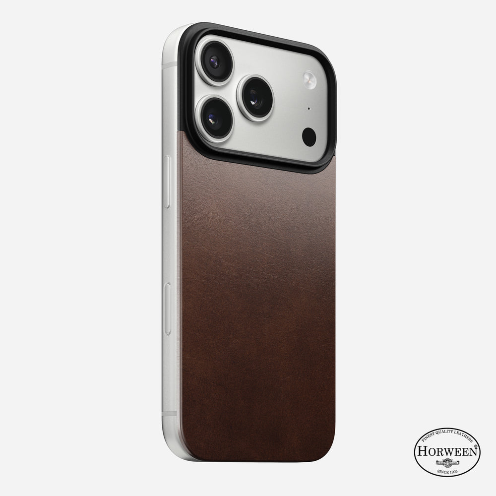 Magnetic Leather Back - iPhone 17 Pro | Rustic Brown | Horween | MagSafe | NOMAD®