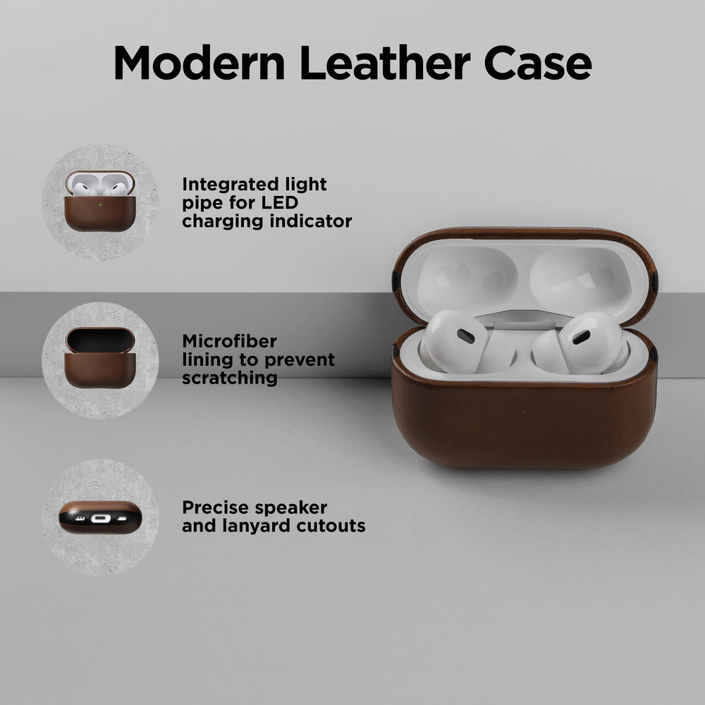 Modern Leather Case - AirPods Pro (2nd Gen) | Rustic Brown | NOMAD® - Image 3