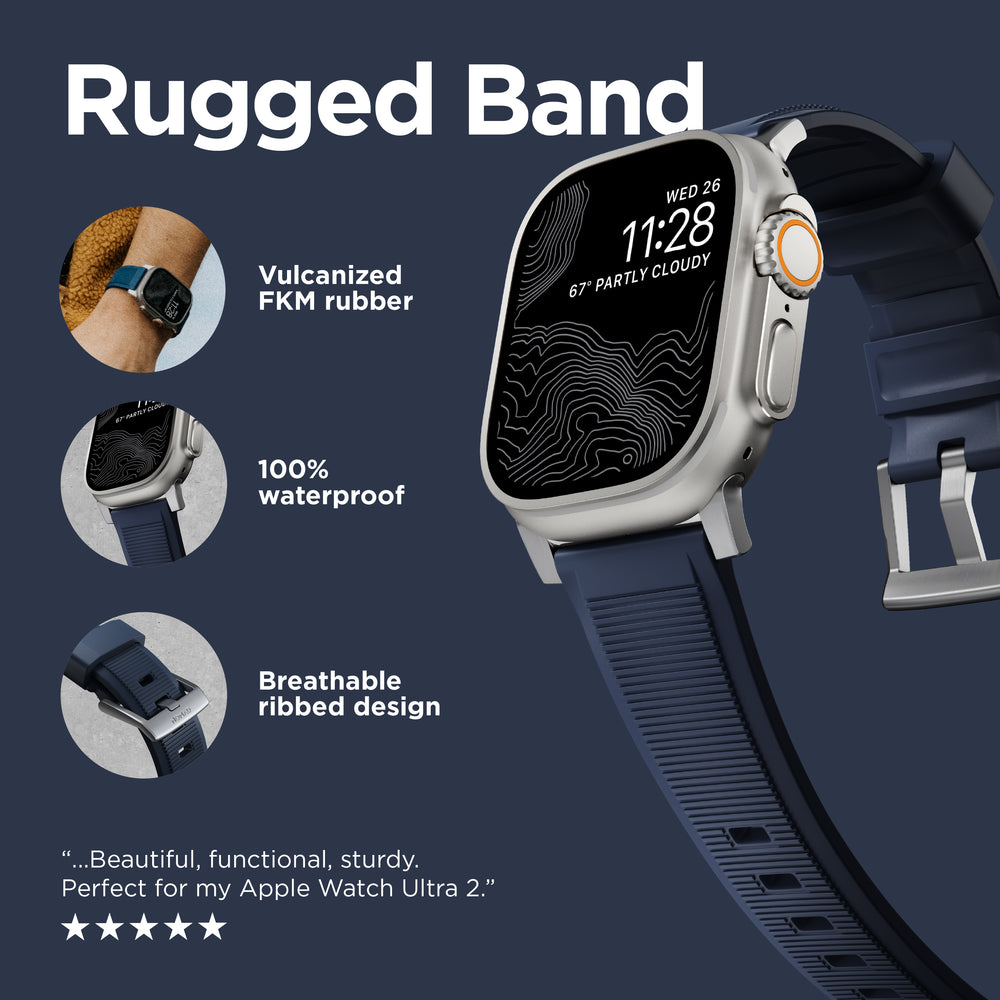 Rugged Band - 46mm/49mm | Atlantic Blue | Black Hardware | NOMAD® - Image 7