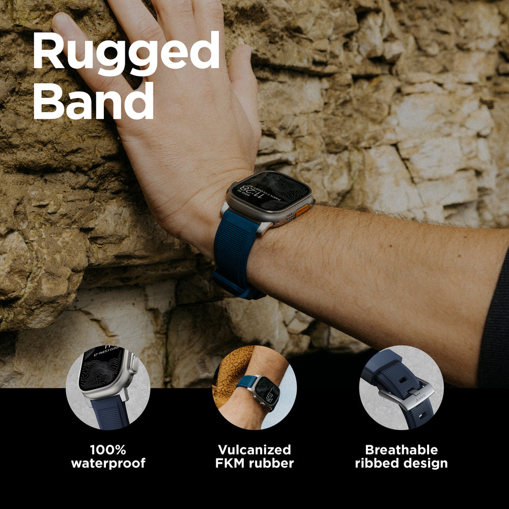 Rugged Band - 46mm/49mm | Atlantic Blue | Silver Hardware NOMAD® - Image 4