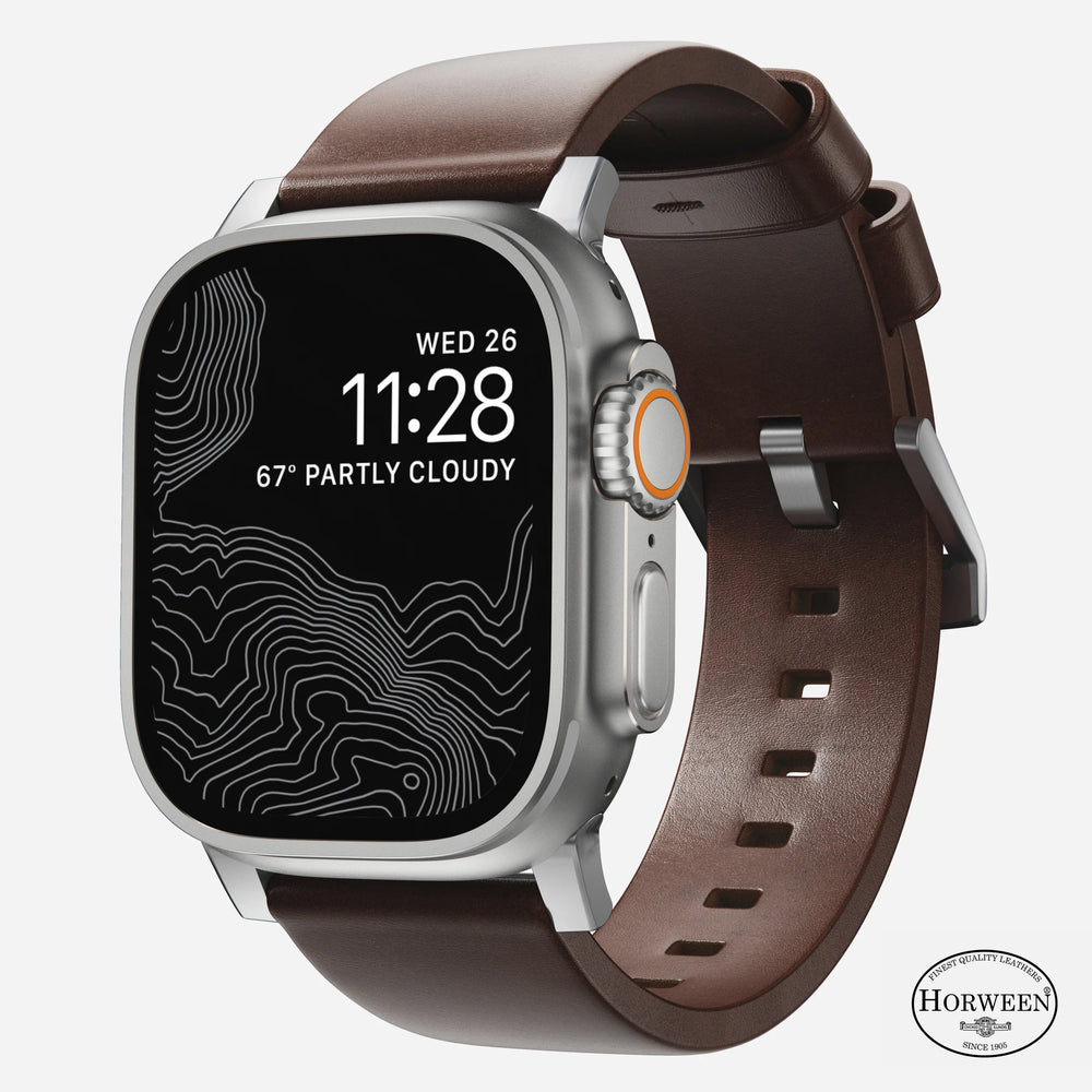 Modern Band - 46mm/49mm Apple Watch - Silver Hardware | Rustic Brown | Horween® | NOMAD®