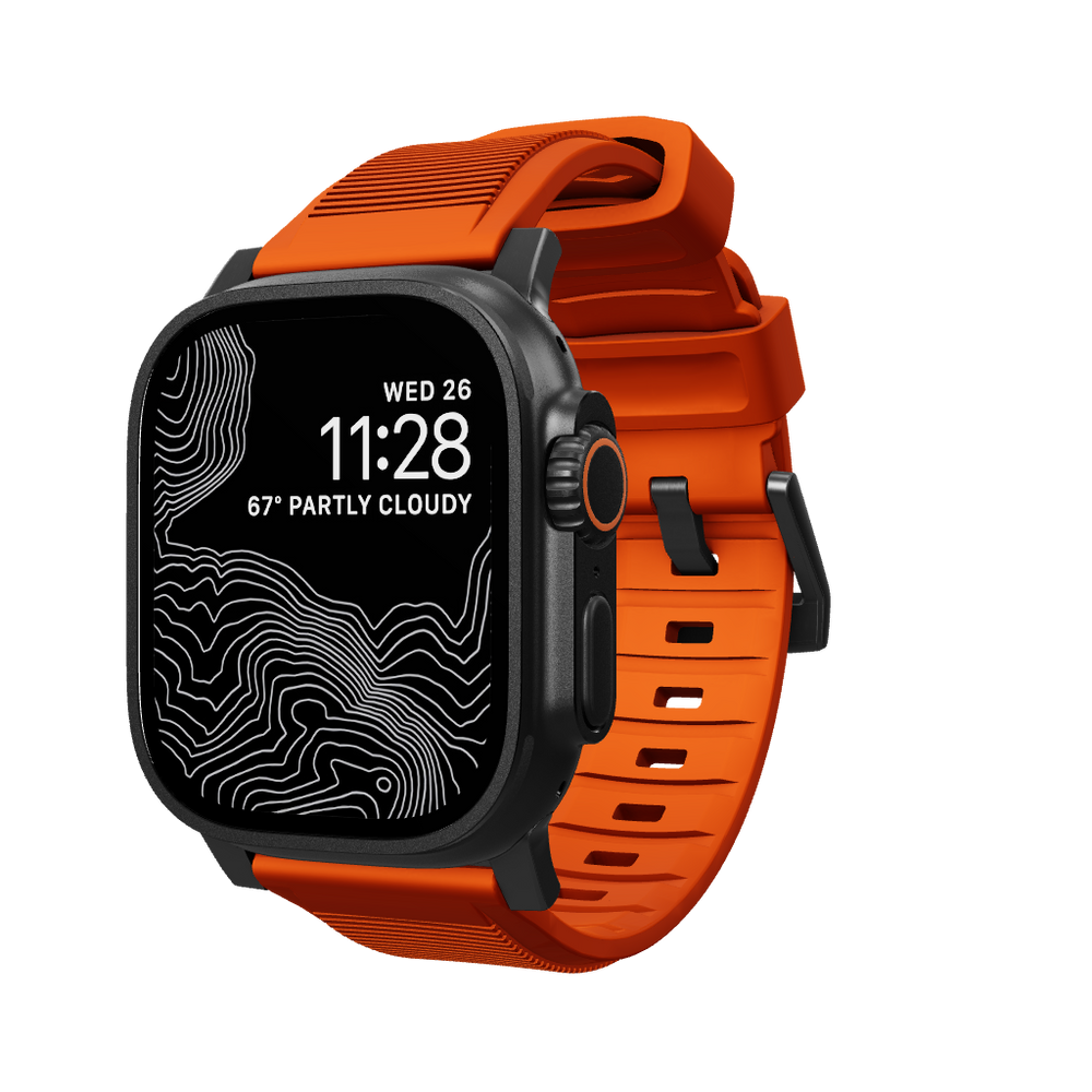 Rugged Band - 46mm/49mm | Black Hardware | Ultra Orange | NOMAD®