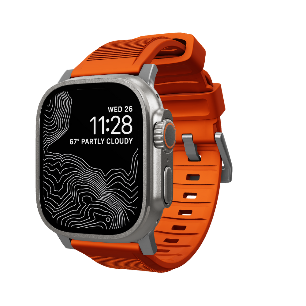 Rugged Band - 46mm/49mm | Silver Hardware | Ultra Orange | NOMAD®