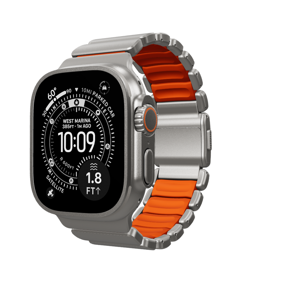Stratos Band - 49mm | Natural Titanium | Ultra Orange FKM | NOMAD® - Image 3