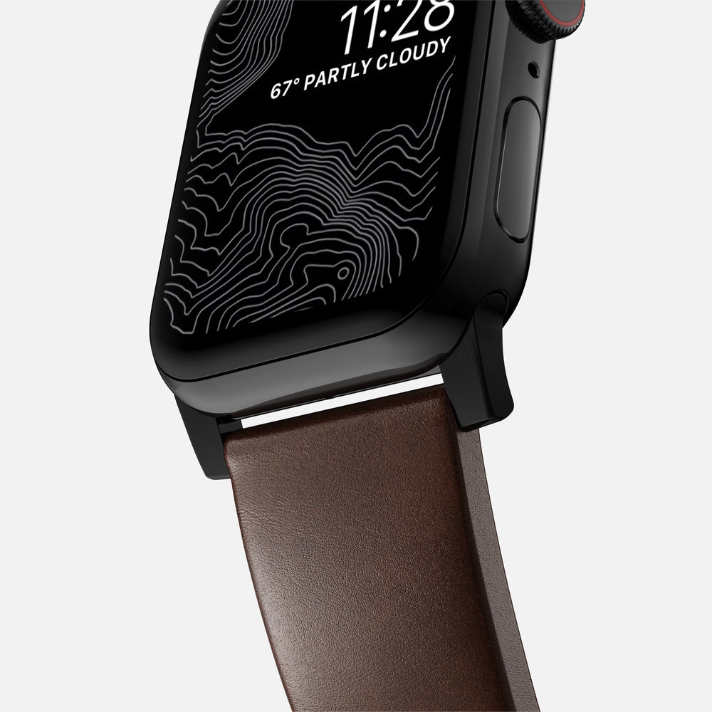 Modern Band - 46mm/49mm Apple Watch - Black Hardware | Rustic Brown Horween Leather | NOMAD® - Image 5