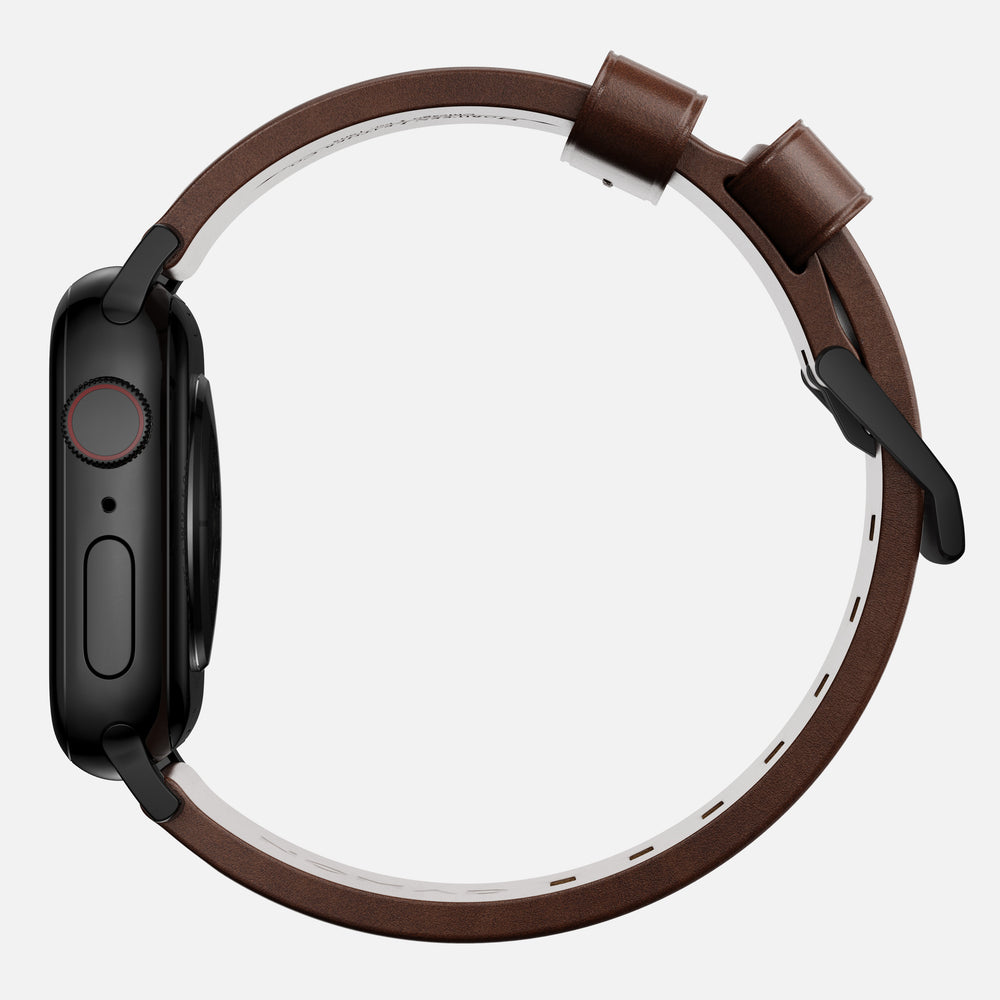 Modern Band - 46mm/49mm Apple Watch - Black Hardware | Rustic Brown Horween Leather | NOMAD® - Image 4