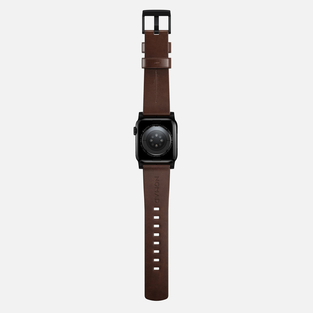 Modern Band - 46mm/49mm Apple Watch - Black Hardware | Rustic Brown Horween Leather | NOMAD® - Image 8