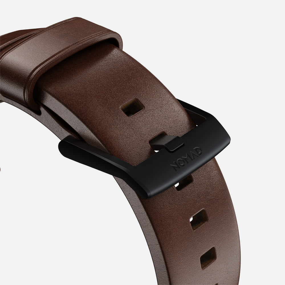 Modern Band - 46mm/49mm Apple Watch - Black Hardware | Rustic Brown Horween Leather | NOMAD® - Image 6
