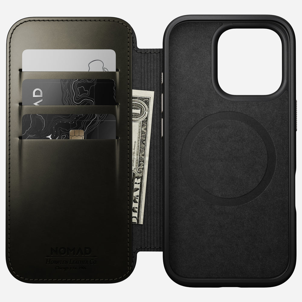 Modern Leather Folio - iPhone 16 Pro | Green Chrome | Horween | NOMAD® - Image 2