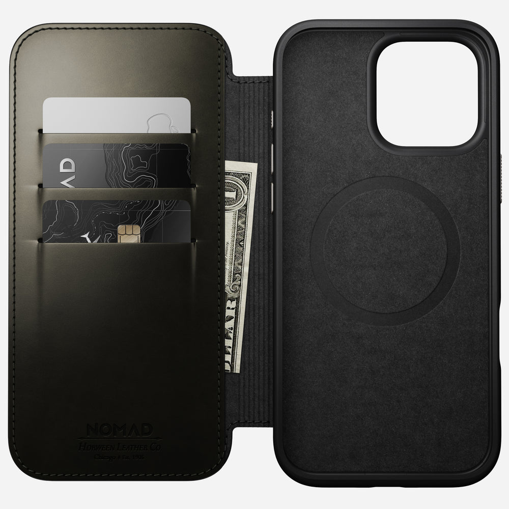 Modern Leather Folio - iPhone 16 Pro Max | Green Chrome | Horween | NOMAD® - Image 2